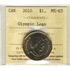 Image 1 : 2010 Olympic Logo $1 ICCS MS65