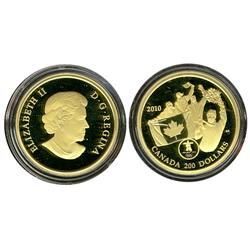 Gold, 2010 $200 First Canadian Vancouver Medal on Home Soil issue.