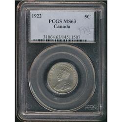 204	DSH188	1922 5¢ PCGS MS63.  Looks to be a Far varietie,  but not identified on holder.