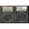 Image 1 : 1859 1¢ Narrow 9 MS62RB & 1876H  MS63BN. Lot of 2 PCGS graded coins