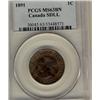 Image 1 : 1891 1¢ SD LL PCGS MS63BN.  Lustre with trace red.