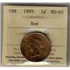Image 1 : 1895 1¢ ICCS MS65RD. 80% red with strong lustre.