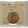 Image 1 : 1901 1¢ ICCS MS64RD. 100% red and lustrous.