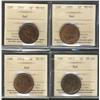 Image 1 : 1909 1¢, 1911, 1912 & 1913 ICCS MS63RD.  Lot of 4 coins.