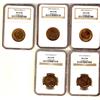 Image 1 : 1909(3), 1916 & 1919 1¢ NGC MS63RB.  Lot of 5 coins.