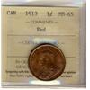 Image 1 : 1913 1¢ ICCS MS65RD.  90% red.