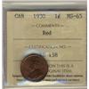 Image 1 : 1930 1¢ ICCS MS65RD.  70% red with lustre.