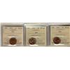 Image 1 : 1941, 1942 & 1943 1¢ ICCS MS64RD.  Lot of 3 coins.
