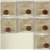 Image 1 : 1944, 1947 ML Blt 7, ML Ptd 7, 1948 A To, 1950, 1952 & 1953 NSF 1¢ ICCS MS64RD.  Lot of 7 Coins.