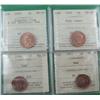 Image 1 : 1946, 1947, 1949 A Off & 1950 1¢ ICCS MS65.  Lot of 4 coins all full red.  1949 designated planchet 