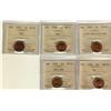 Image 1 : 1949 1¢ A Off, 1950, 1951, 1952 & 1953 NSF ICCS MS65RD.  Lot of 5 coins.