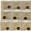 Image 1 : 1953 NSF Hanging 3(3), 1954 SF(3) & 1955 SF(3) 1¢ ICCS MS64RD. Lot of 9 coins.