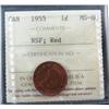 Image 1 : 1955 1¢ ICCS MS60RD.