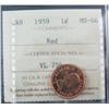 Image 1 : 1959 1¢ ICCS MS66RD.  Superb gem full red example.
