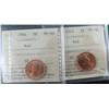 Image 1 : 1963 & 1964 1¢ ICCS MS66RD.  Superb gem full red examples.  Lot of 2 coins.