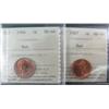 Image 1 : 1966 & 1967 1¢ ICCS MS66RD.  Lot of 2 gem full red coins.