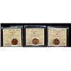 Image 1 : 1975, 1976 & 1977 1¢ ICCS MS66RD.  Lot of 3 coins.