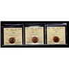 Image 1 : 1989, 1990 & 1991 1¢ ICCS MS66RD.  Lot of 3 coins.
