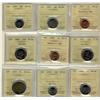 Image 1 : 2007  1¢, 5¢, 10¢, 25¢, $2 & 2008 1¢, 5¢, 10¢, 25¢ caribou MS66.  Lot of 9 coins all ICCS graded.