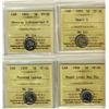 Image 1 : 1885 5¢ Sml 5, 1892 Obv 2 Repunch, 1909 RL, Bow Tie & 1909 Ptd Lvs ICCS VF30.  Lot of 4 coins.