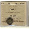 Image 1 : 1900 5¢ Oval 0 ICCS MS60.  Intense shades.