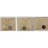 Image 1 : 1911, 1913 & 1916 5¢ ICCS AU55.  Lot of 3 coins.