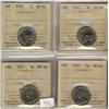 Image 1 : 1922 5¢ MS60, MS62 & 1927 MS60, MS62.  Lot of 4 coins all ICCS graded.