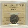 Image 1 : 1926 5¢ Far ICCS VF20.