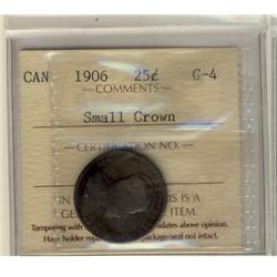 1906 25¢ Small Crown ICCS G4. A very rare variety'