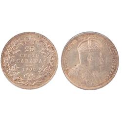 1908 25¢ ICCS MS63.  Lovely shade of gold.  Scarce in this condition.