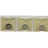 Image 1 : 1913 25¢, 1920 & 1929 ICCS EF40.  Lot of 3 coins.