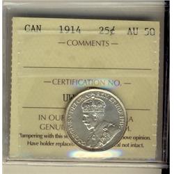 1914 25¢ ICCS AU50.