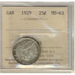 1929 25¢ ICCS MS63.