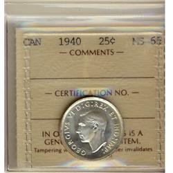 1940 25¢ ICCS MS65.  Untoned example.