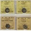 Image 1 : 1874H 10¢ VF20, 1890H VF20, 1902H & 1913 BL EF40.  Lot of 4 ICCS coins all designated with problems.