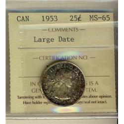 1953 25¢ Lg Dt ICCS MS65.