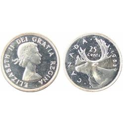 1953 25¢ Sm Dt ICCS PL65 Heavy cameo.  Full lustre.