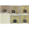 Image 1 : 1954 25¢, 1956, 1957, 1958 & 1960 ICCS PL65.  Lot of 5 coins some with Cameo to Heavy Cameo designat