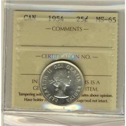 1954 25¢ ICCS MS65. Scarce.