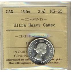 1964 25¢ ICCS MS65 Ultra Heavy Cameo.