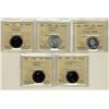 Image 1 : 1968 25¢ Silver MS65 & MS66, 1999 December, October & August MS66.  Lot of 5 coins all ICCS graded.