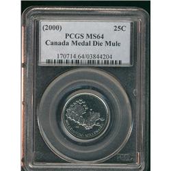 2000 25¢ Medal Die Mule PCGS MS64.