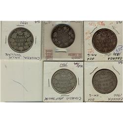 1870 LCW, 1871, 1892, 1900, 1901 50¢, G4 to G6, 5 pieces.