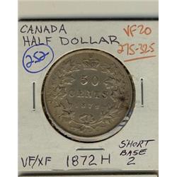 1872H 50¢ VF20, short base 2.