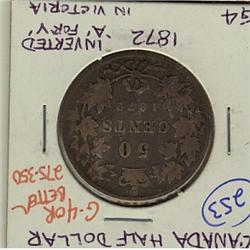 1872H Inverted A/V 50¢ G-4 or better, problem free.