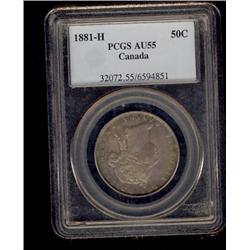 1881H 50¢ PCGS AU55.