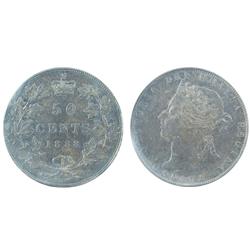 1888 50¢ Obv3 ICCS AU55.  Medium tone, lots of lustre.  Rare date.