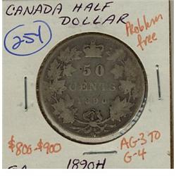 1890H 50¢ AG-3 to G-4, an affordable example.  Problem free.