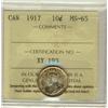 Image 1 : 1917 10¢ ICCS MS65, light golden toning over full original lustre.  Very flashy.