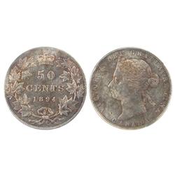 1894 50¢ ICCS AU50, sharply struck!  Russet tones.  Rare date.